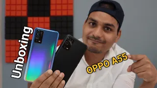 oppo A55 unboxing, first impressions starry Black color and rainbow blue color, amazon price 12490