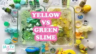 YELLOW VS GREEN | Mixing random things into slime | SATISFYING SLIME VIDEO | SLIME SMOOTHIE #1