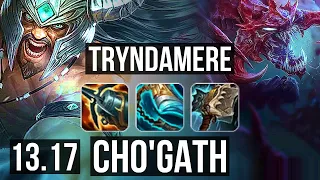 TRYNDAMERE vs CHO'GATH (TOP) | 9 solo kills, 13/2/4, Legendary, 500+ games | EUW Master | 13.17