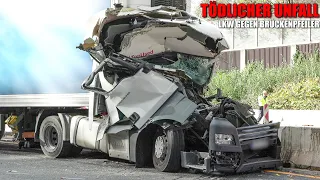 [HORRORUNFALL: LKW KRACHTE GEGEN BRÜCKENPFEILER!] - Fahrerkabine massiv zerstört ~ Komplette Bergung