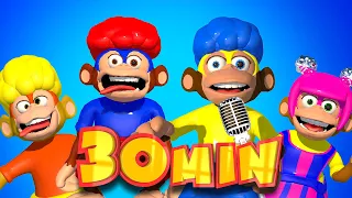 ¡Rompecabezas de monos! Baile Cha-Cha y Boom-Boom | Mega Compilación D Billions Canciones Infantiles