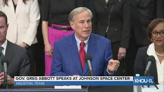 Gov. Greg Abbott discusses Texas Space Commission at Johnson Space Center in Houston