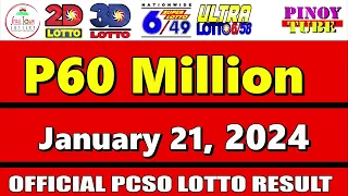 Lotto Result Today 9pm January 21 2024 6/58 6/49 Swertres Ez2 PCSO