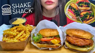 ASMR SHAKE SHACK FAST FOOD | BURGERS + FRIES MUKBANG | EATING SOUNDS