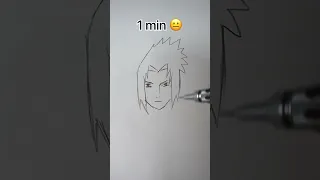 How to Draw Sasuke Uchiha in 10sec, 10mins, 10hrs #shorts