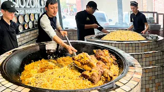 Tasty and popular big pilaf in Uzbekistan | Favorite street food in Uzbekistan