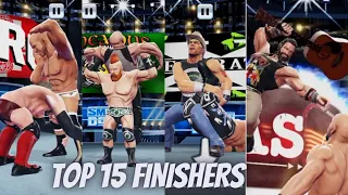 WWE MAYHEM | ALL SUPER STAR TOP 15 FINISHERS | WWE MAYHEM GAMEPLAY