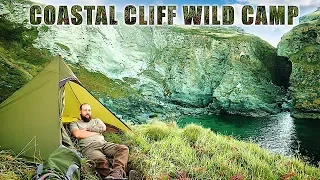 Wild Camping on a Coastal Cliff and Waterfalls