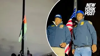 Cops raise American flag in iconic moment after quelling City College pro-terror protest