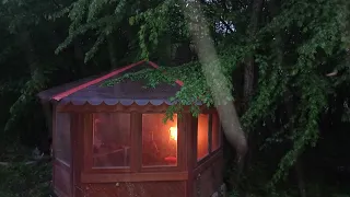 Camping Alone in a Chalet in Heavy rain