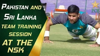 Pakistan and Sri Lanka team training session at the National Stadium Karachi.