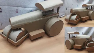 How to make Road roller from cardboard heavy road making machine | DIy craft ideas