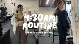 4:30AM GYM ROUTINE ON A WORK DAY | working a 9-5, being productive, self care