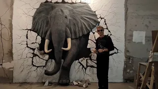 оформление  Фасада.  скульптура  слона  из  цемента.мастер  Влад  Гуф