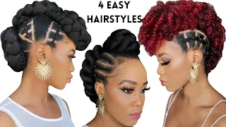 🔥4 QUICK & EASY MOHAWK HAIRSTYLES ON NATURAL HAIR /TUTORIALS / Protective Style / Tupo1