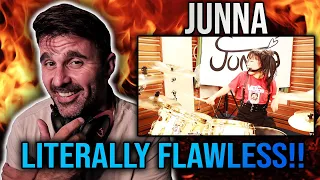 MUSIC DIRECTOR REACTS | 【 JUNNA 】Through The Fire And Flames /  Drum Cover