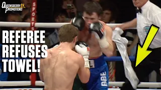 WOW! REFEREE REFUSES TO ACCEPT TOWEL THROWN IN, PROVES IT’S THE RIGHT DECISION! KATSIDIS V EARL