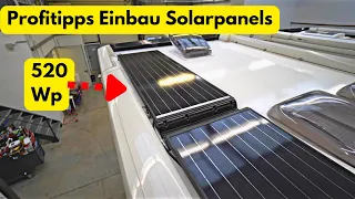 WOHNMOBIL SOLARANLAGE EINBAU MONTAGE TUTORIAL: Profi Nachrüstung 4 Solar Panels Büttner Elektronik