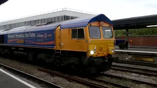 GBRF class 66 66718 leaving Gloucester using sanding device 15/08/2011