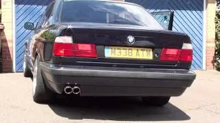 BMW e34 V8 540i M60B40 manual powerflow exhaust sound check (cold start)