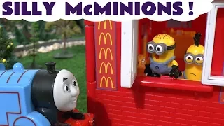 Minions Stories at the McDonalds Drive Thru with Toy Trains