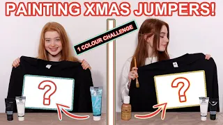 TWIN TELEPATHY 1 COLOR PAINT CHRISTMAS ART JUMPER *DIY Christmas Sweater Challenge | Ruby and Raylee