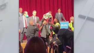 Protesters interrupt LA mayoral candidate debate