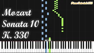 Mozart - Sonata  No. 10 in C Major K. 330 (Piano Tutorial) [Synthesia]