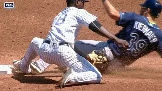 TB@NYY: McCann throws out Kiermaier after challenge