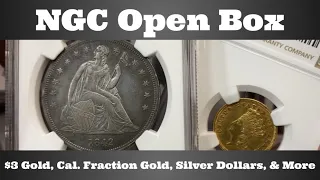 NGC Open Box - $3 Gold, California Fraction Gold, Silver Dollars, & More