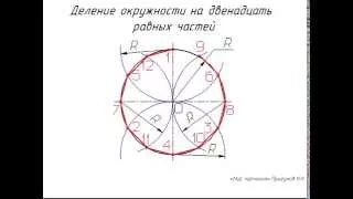 Деление окружности на 12 частей