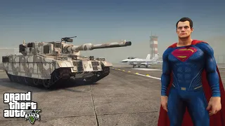 GTA 5 - Superman vs Tank vs Train vs Plane - [4K] Realistic Graphics Mod NaturalVision Evolved GTA V