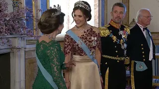 Royal Guests and Tiaras at The State Banquet - King Frederik & Queen Mary on state visit in Sweden