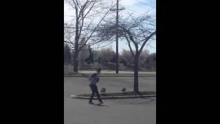 Funny video of kid attacked by goose
