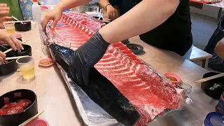 How Master Sushi Chef Cut and cook bluefin tuna keel —Omakase