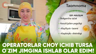 OLOV PAZANDA 109-MAVSUM 1-QISM OPERATORLAR CHOY ICHIB TURSA O`ZIM JIMGINA ISHLAB OLAR EDIM!