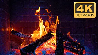 FIREPLACE BURNING 4K & Crackling Fire Sounds 🔥 Fireplace for Stress Relief, Study, Sleep, Relaxation