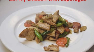 Stir fry chicken with asparagus