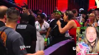 WWE Raw 7/21/14 Divas 4 on 1 handicap Brutal beat up Live Commentary