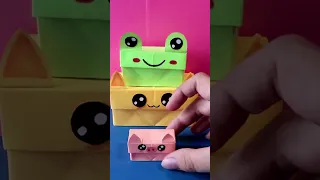 Оригами Коробочка Лягушка, Котик и Поросенок из бумаги  | Origami Paper Box Frog, Cat & Pig  #shorts