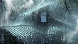 Stormy Night to Sleep Instantly | Powerful Rainstorm on Metal Roof, Mighty Thunder & Howling Wind