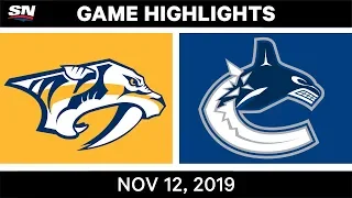 NHL Highlights | Predators vs Canucks – Nov. 12. 2019