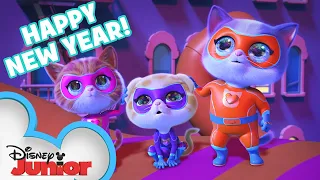 SuperKitties New Years Eve Celebration 🎉 | 2024 Yarn Ball Drop 🧶 | @disneyjunior​