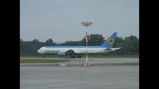 Uzbekistan B-767-300F takes off from Munich 14.06.2020