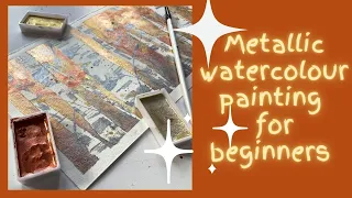 Metallic watercolour painting for beginners - birch trees