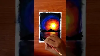 Pastel and poster color tutorial : Beautiful sea sunset painting #shorts