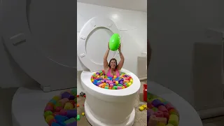 Surprise Egg Challenge in Worlds Largest Toilet  Colorful Pool with BIG PRIZE #shorts