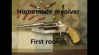 Homemade revolver, range test first rounds.