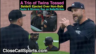 E112-4 - Trio of Twins Tossed as Lance Barrett Ejects Rocco Baldelli (No Balk) & Michael Taylor (K3)