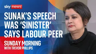 Labour peer and human rights lawyer describes Rishi Sunak's speech as 'sinister'